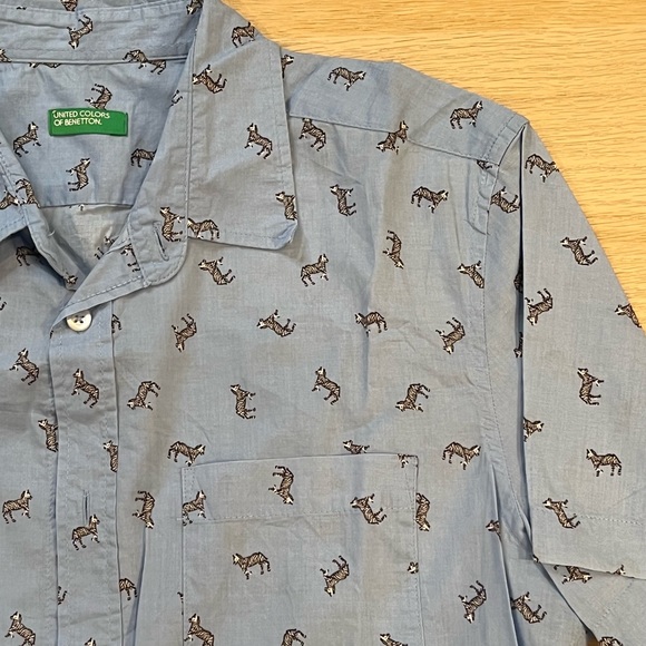 Blue Zebra Button Down Short Sleeve Shirt - Picture 5 of 5